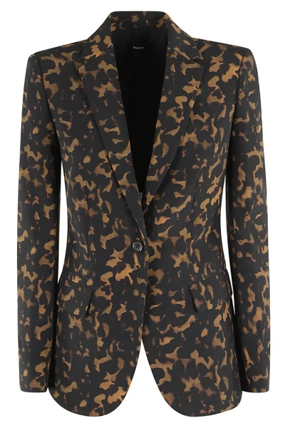 THEORY THEORY TORTOISESHELL PRINTED TAILORED BLAZER