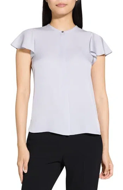 THEORY THEORY TP MOD FLOUNCE SLEEVE SILK BLOUSE