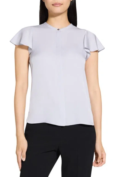 THEORY THEORY TP MOD FLOUNCE SLEEVE SILK BLOUSE
