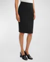 Theory Pencil Womens Wool Knee-length Pencil Skirt In Black