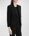 Theory Rolled-sleeve Shawl Collar One-button Jacket In Black