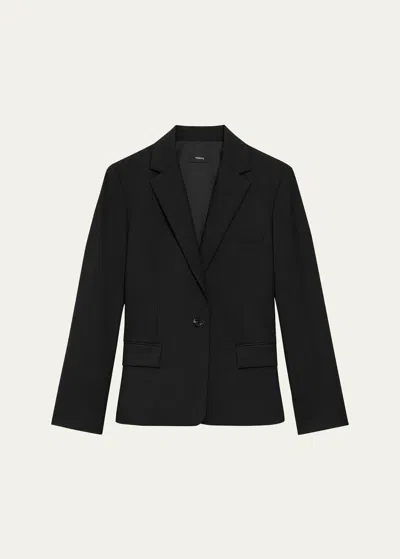 Theory Traceable Wool Slim Blazer Jacket In Black