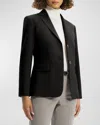 Theory Traceable Wool Slim Single-breasted Blazer In Black