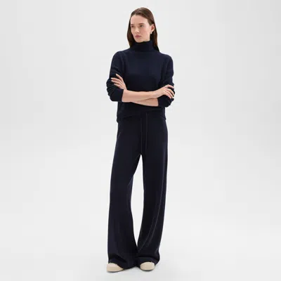 Theory Track Pant In Felted Wool-cashmere In Dark Navy