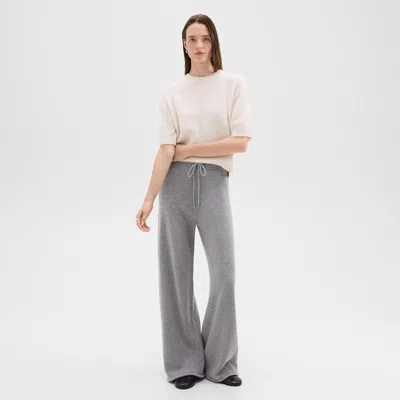 Theory Track Pant In Felted Wool-cashmere In Light Heather Grey