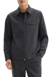 Theory Travel Motion Wool Blend Overshirt In Blue