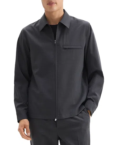 Theory Travel Regular Fit Wool Shirt Jacket In Charcoal Melange