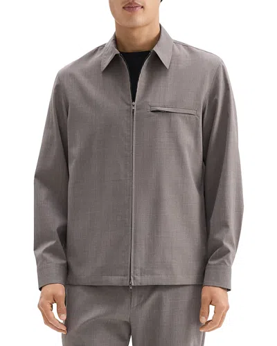 Theory Travel Regular Fit Wool Shirt Jacket In Walnut Melange