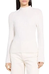 Theory Traveling Mock Neck Rib Cashmere Sweater In White