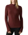 Theory Traveling Rib Mock Neck Sweater In Cashmere In Burgundy