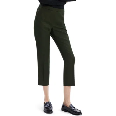 Theory Trecca Virgin Wool Pull-on Pants In Hunter Green Melange