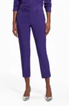 Theory Treeca Crop Straight Wool Dress Pants In Purple In Purple
