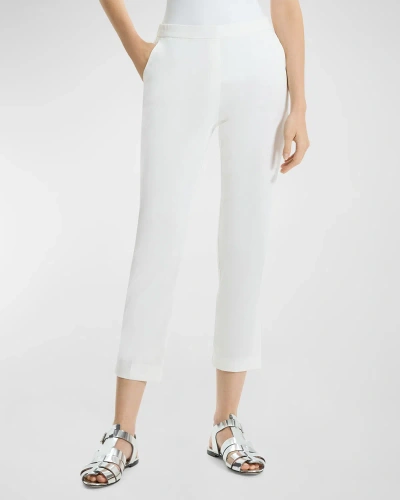 Theory Treeca Cropped Slim Pull-on Pants In White