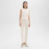 Theory Treeca Full Length Pant In Admiral Crepe In Rice