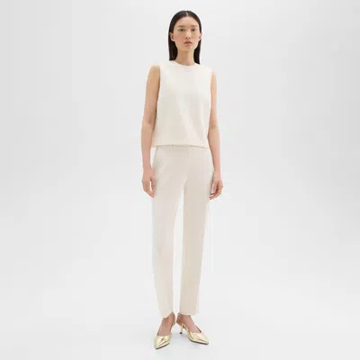 Theory Treeca Full Length Pant In Admiral Crepe In Rice