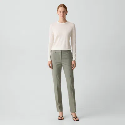 Theory Treeca Full Length Pant In Wool Gabardine In Gray