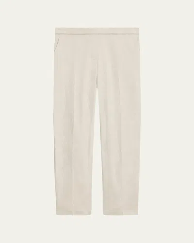 Theory Treeca Good Linen Cropped Pull-on Ankle Pants
