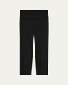 Theory Treeca Good Linen Cropped Pull-on Ankle Pants In Black