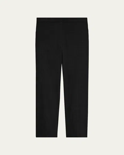 Theory Treeca Good Linen Cropped Pull-on Ankle Pants In Black