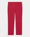 Theory Treeca Good Linen Cropped Pull-on Ankle Pants In Cherry