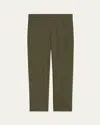 Theory Treeca Good Linen Cropped Pull-on Ankle Pants In Dk Olive