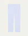Theory Treeca Good Linen Cropped Pull-on Ankle Pants In Pearl Blue