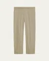 Theory Treeca Good Linen Cropped Pull-on Ankle Pants In Soft Taupe