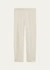 Theory Treeca Good Linen Cropped Pull-on Ankle Pants In Straw