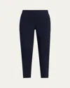 Theory Treeca Good Linen Cropped Pull-on Ankle Pants In Black