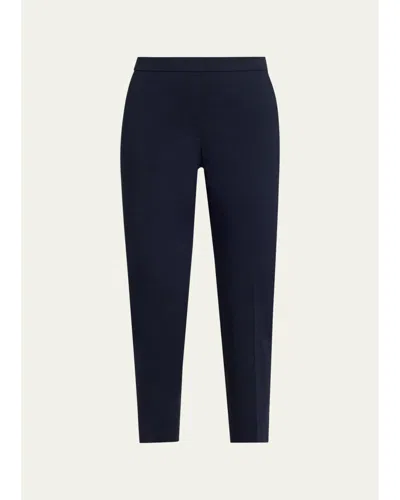 Theory Treeca Good Linen Cropped Pull-on Ankle Pants In Blue