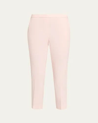 Theory Treeca Good Linen Cropped Pull-on Ankle Pants In Warm Pink