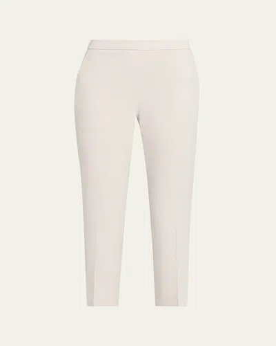 Theory Treeca Good Linen Cropped Pull-on Ankle Pants In White