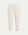 Theory Treeca Good Linen Cropped Pull-on Ankle Pants In White Clay