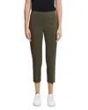 Theory Treeca Good Linen Cropped Pull-on Ankle Pants In Dark Olive
