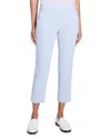 Theory Treeca Good Linen Cropped Pull-on Ankle Pants In Pearl Blue