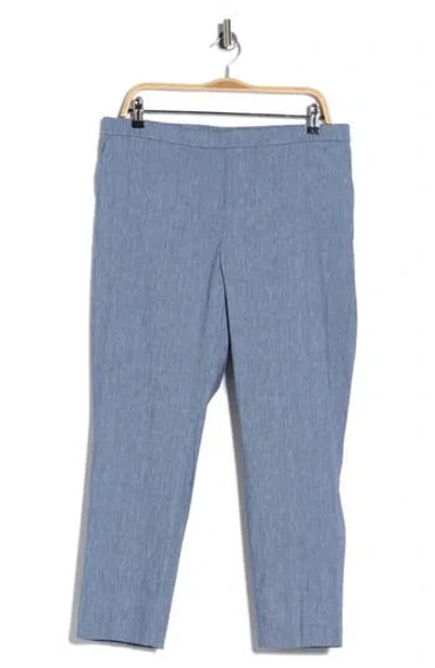 Theory Treeca Linen Blend Crop Pants In Blue