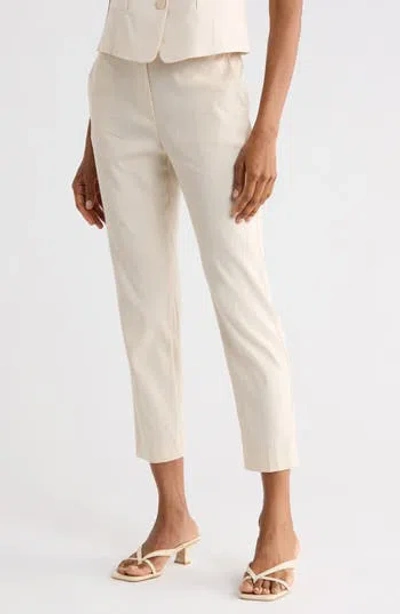 Theory Treeca Linen Blend Crop Pull-on Pants In Neutral