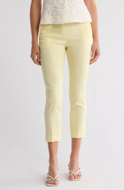 Theory Treeca Linen Blend Pull-on Crop Pants In Yellow
