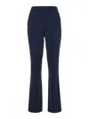Theory Textured-crepe Slim-leg Pants In Blue