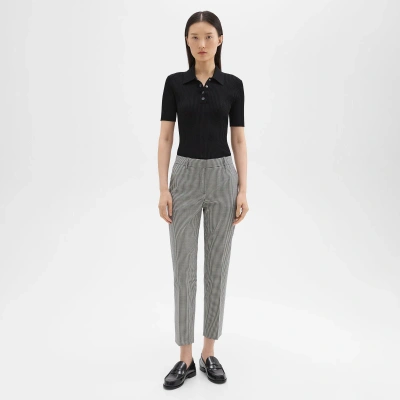 Theory Treeca Pant In Plaid Stretch Wool In Black Multi