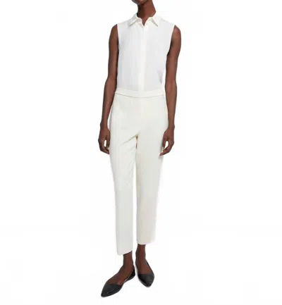 Theory Treeca Pull On Pant In Rice Admiral Stripe In White