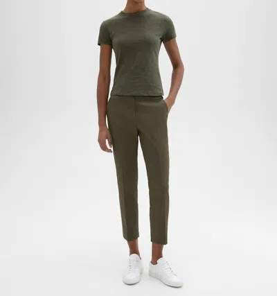 Theory Treeca Pull On Slim Straight Leg Pants In Dark Olive