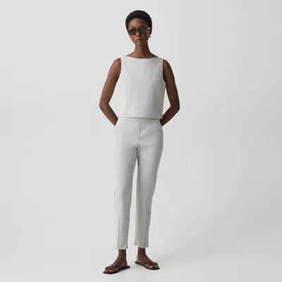Theory Treeca Pull-on Pant In Textured Linen In White