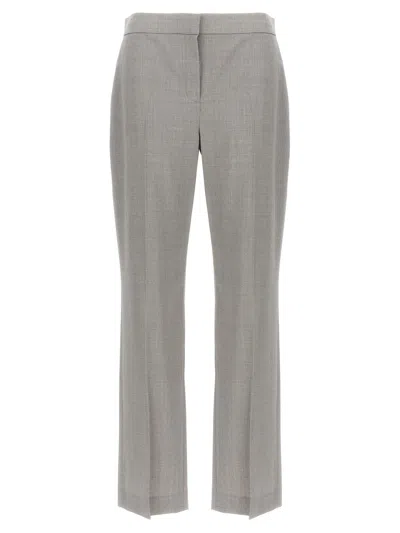 Theory Treeca Straight-leg Tailored Pants In Grey