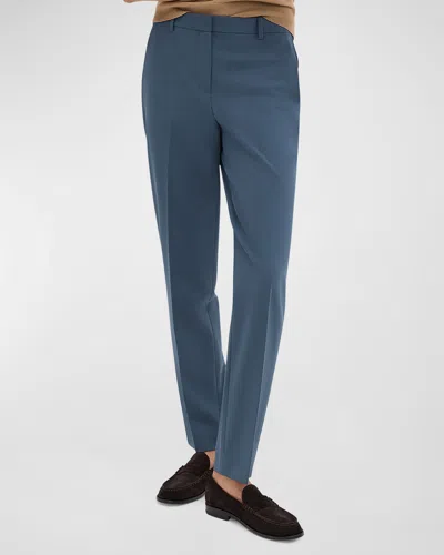 Theory Treeca Traceable Wool Full-length Slim Trousers In Ash Blue