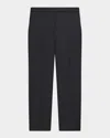 Theory Treeca Virgin Wool Flannel Cropped Pull-on Pants In Black