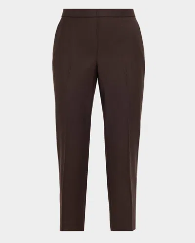 Theory Treeca Virgin Wool Flannel Cropped Pull-on Pants In Black
