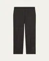 Theory Treeca Virgin Wool Flannel Cropped Pull-on Pants In Blk