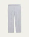 Theory Treeca Virgin Wool Flannel Cropped Pull-on Pants In Blue