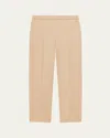 Theory Treeca Virgin Wool Flannel Cropped Pull-on Pants In Brown
